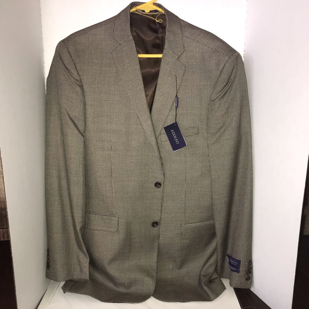 Adolfo dress coat, tan/brown 42 long. New with tag